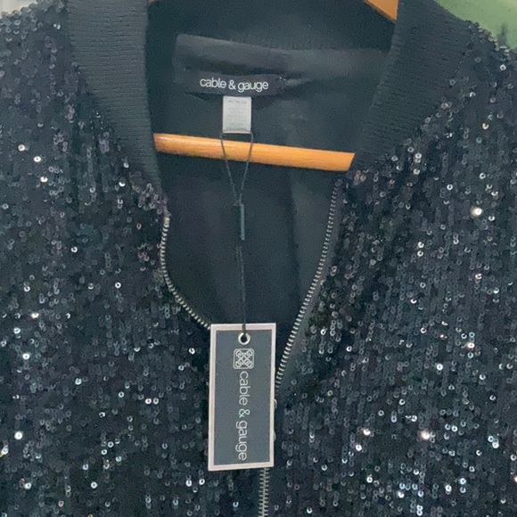 Cable & Gauge Shimmery Lightweight Bomber Jacket - Picture 13 of 14